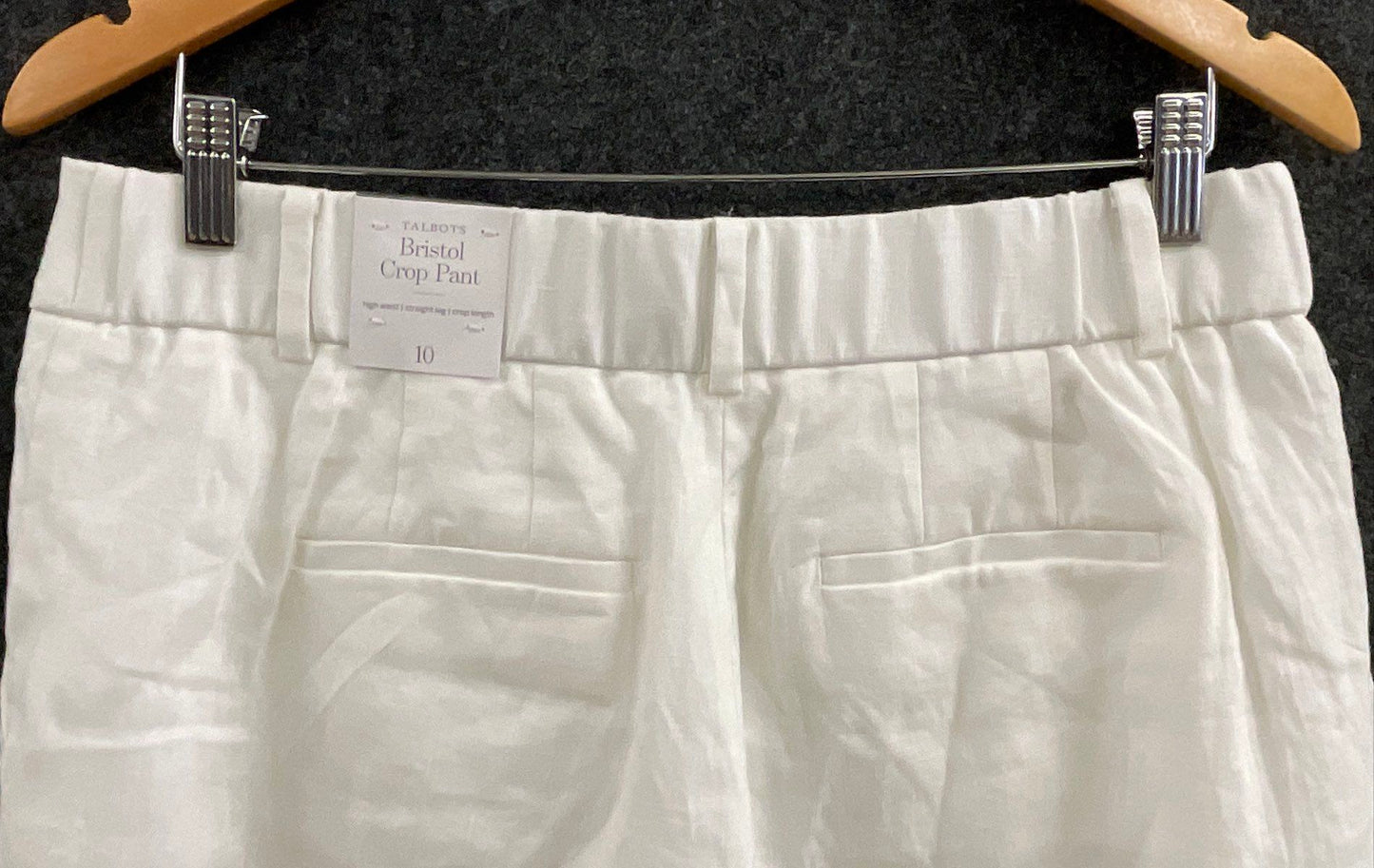 Talbots Women's Bristol Crop Pants White Linen High Rise Straight Sz 10 NWT