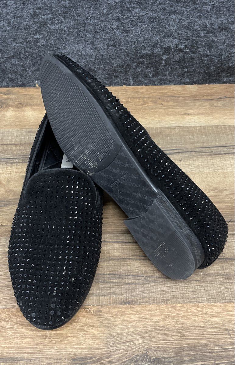 Steve Madden Caviarr Black Studded Rhinestone Loafers Men's Size 12