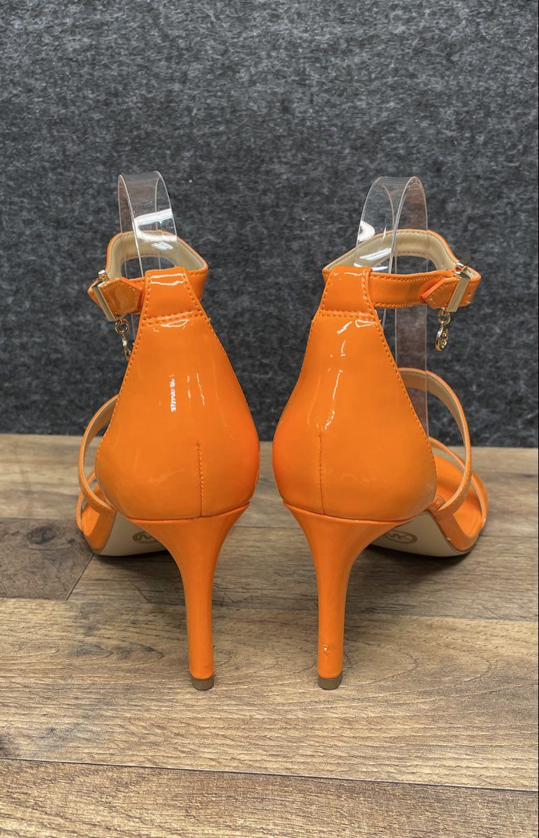 Michael Kors Orange Patent Strappy Stiletto Sandals Heels Size 7M