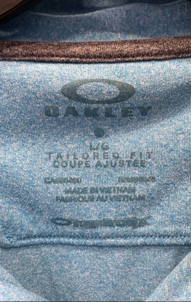 Oakley Men's Light Blue Heathered Tailored Fit Short Sleeve Polo Shirt Sz L