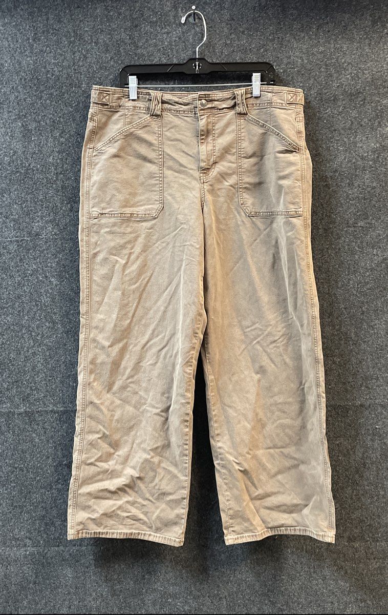 American Eagle Women's Brown Stovepipe Wide Leg Utility Stretch Pants Sz 16