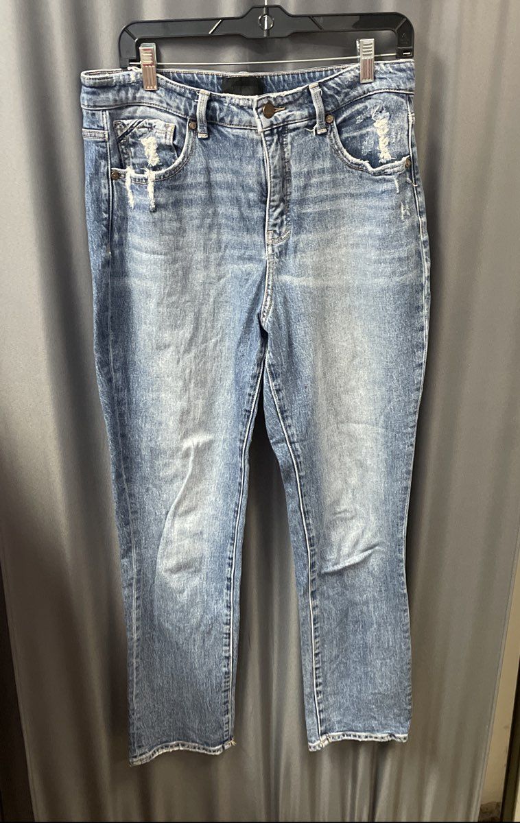 Buckle Black Women's Blue Distressed High Rise Tapered Mom Jeans Size 30