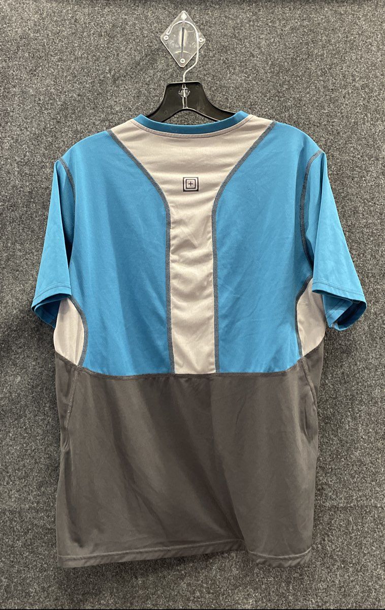 5.11 Tactical Men's Blue Gray Colorblock Performance Short Sleeve T-Shirt Sz M