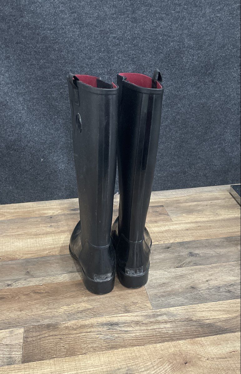Tommy Hilfiger Black Tall Rubber Rain Boots Women's Size 9M