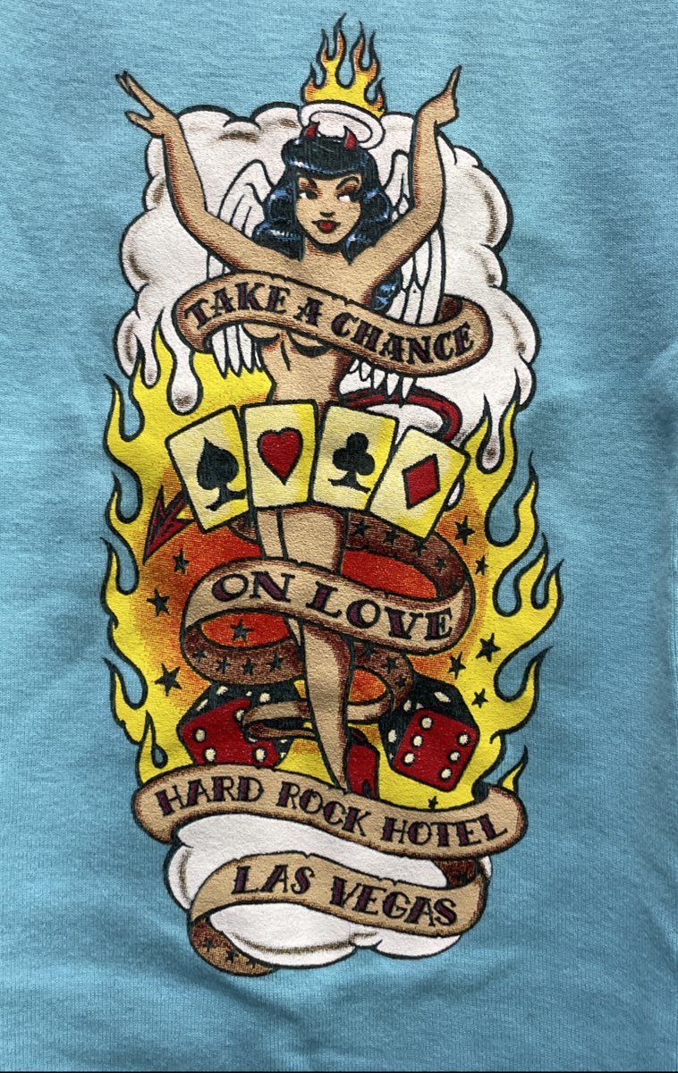 Hard Rock Hotel Las Vegas Graphic T-Shirt Take a Chance on Love Pin-Up Sz S