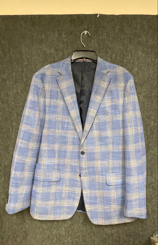 Tommy Hilfiger Men's Blue Plaid Two Button Blazer Size M