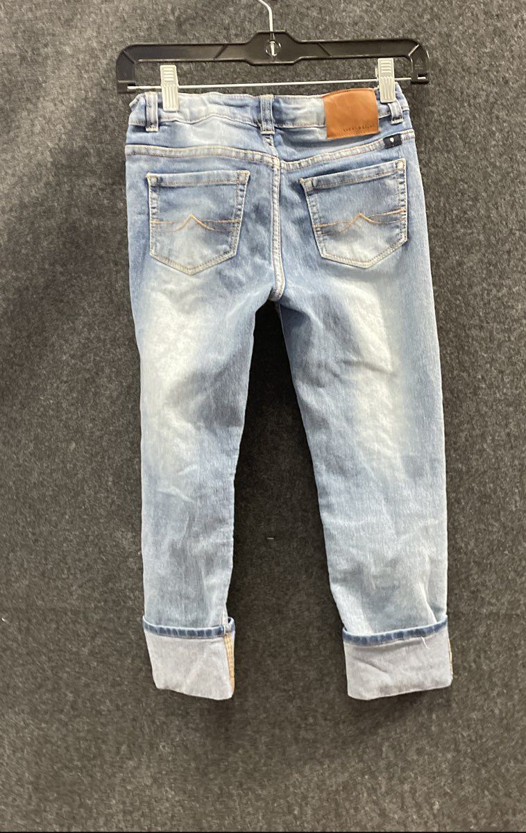 Lucky Brand Girls Blue Dylan Boyfriend Jeans Distressed Adjustable Waist Sz 10