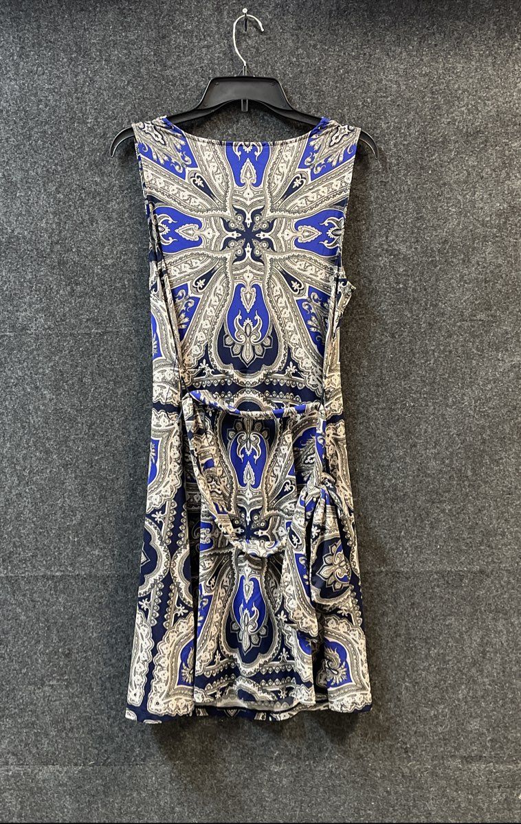 INC International Concepts Women's Blue Moroccan Scarf Cowl Neck Dress L NWT