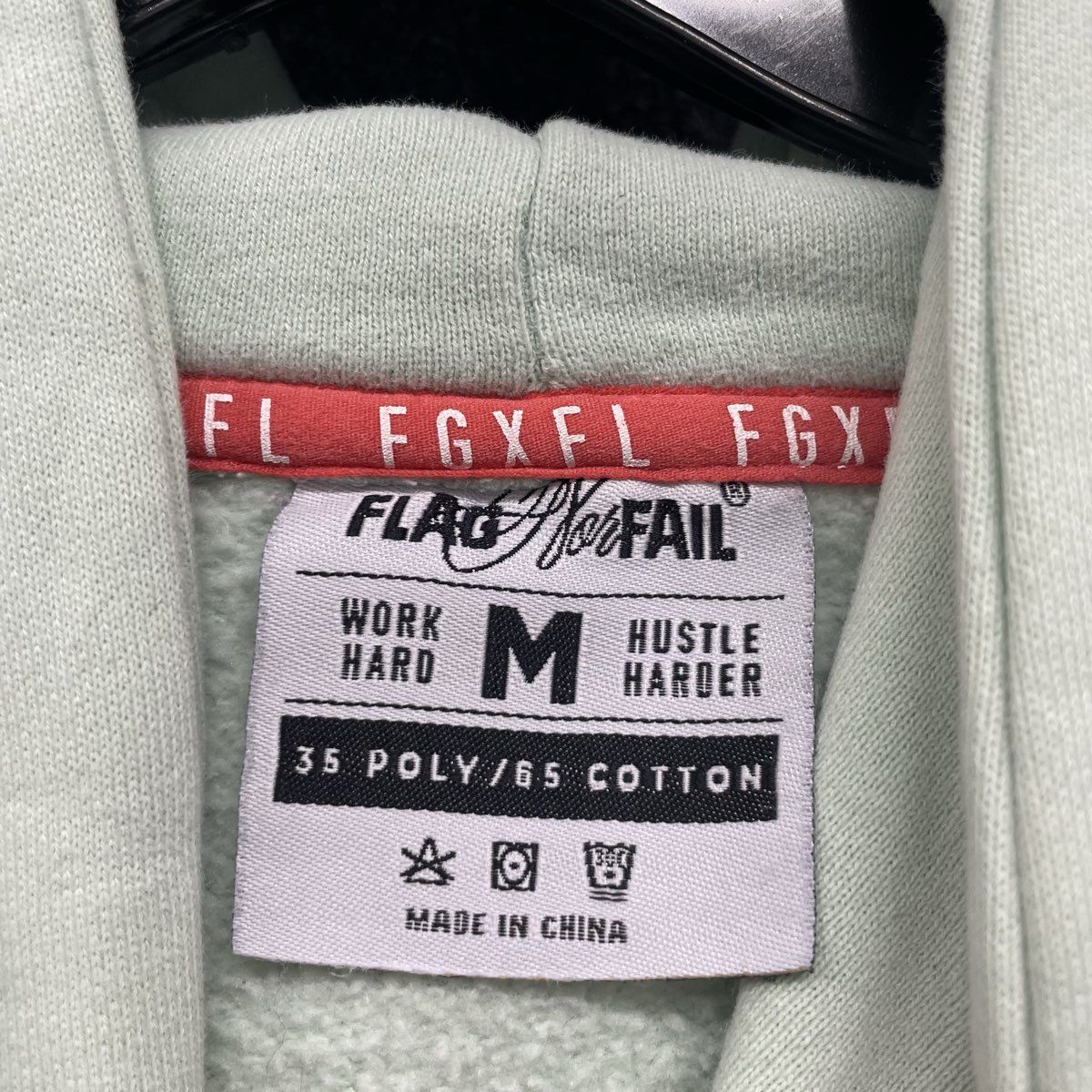 Flag Nor Fail Men's Mint Green Est 2010 Graphic Pullover Hoodie Size M