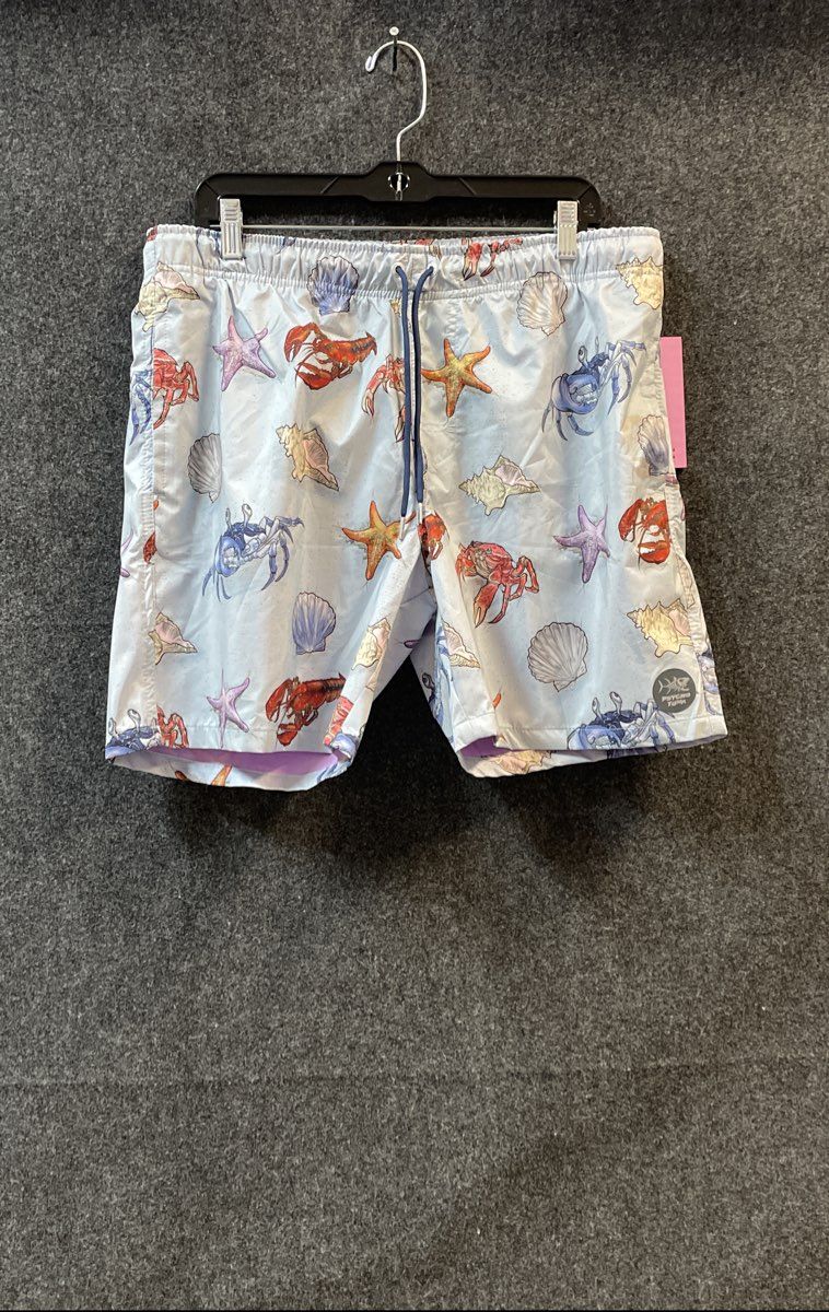 Psycho Tuna Men's Bottom Feeders Swim Trunks Starlight Blue Sea Print XL NWT