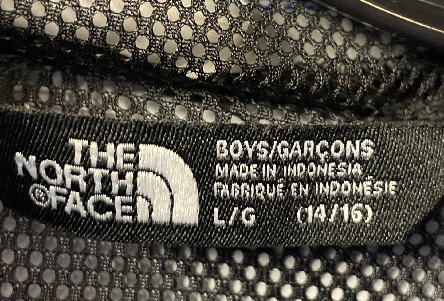 The North Face Boys' Blue Black Colorblock Hooded Windbreaker Jacket L (14/16)