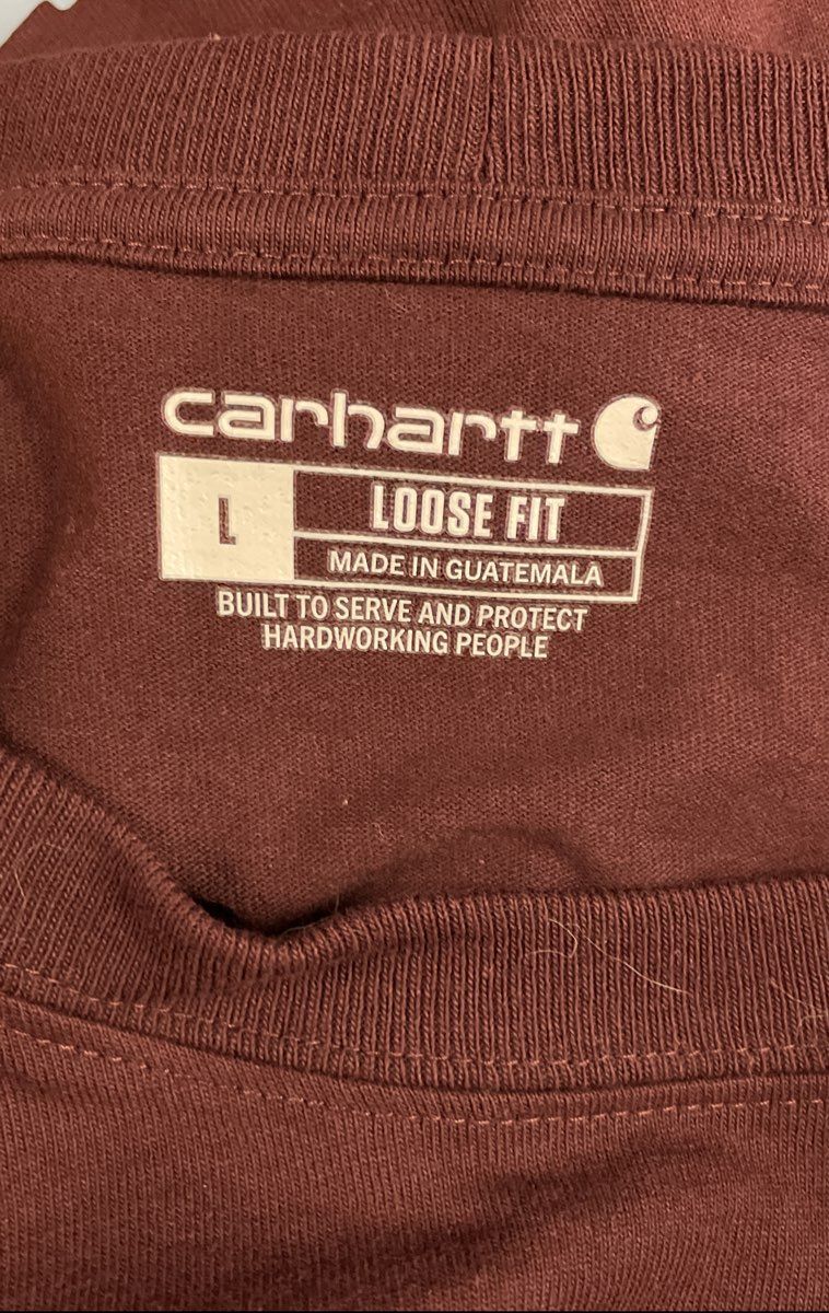 Carhartt Men's Burgundy Loose Fit Long Sleeve Logo Pocket T-Shirt NWT Sz L