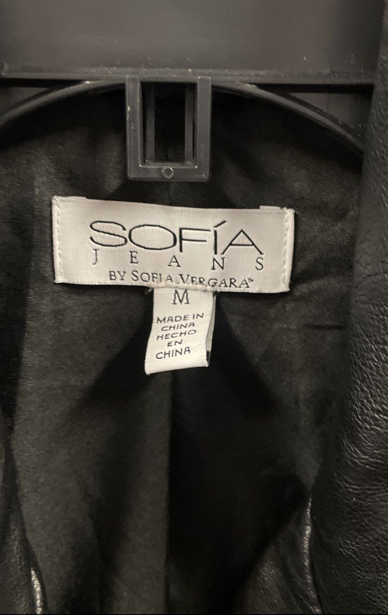 Sofia Jeans Women's Black Faux Leather Asymmetrical Zip Moto Jacket Sz M