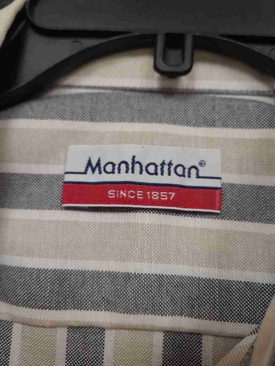 Manhattan Men's Vintage 90s Striped Short Sleeve Button Down Shirt NWT Sz 17.5