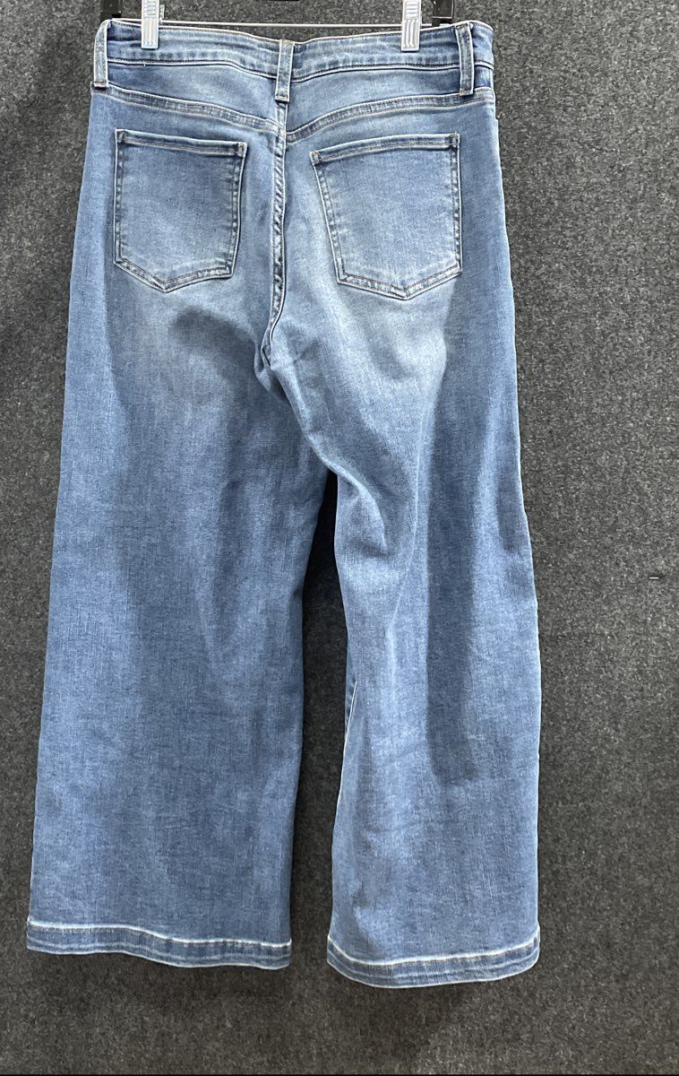 KUT from the Kloth Women's Meg High Rise Wide Leg Front Seam Blue Jeans Size 8