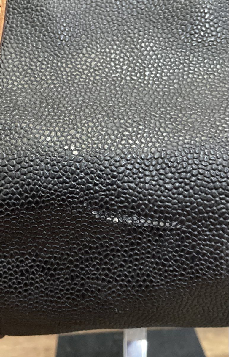Toscano Black Pebbled Weekender Duffel Tote Bag Large Tan Leather Trim