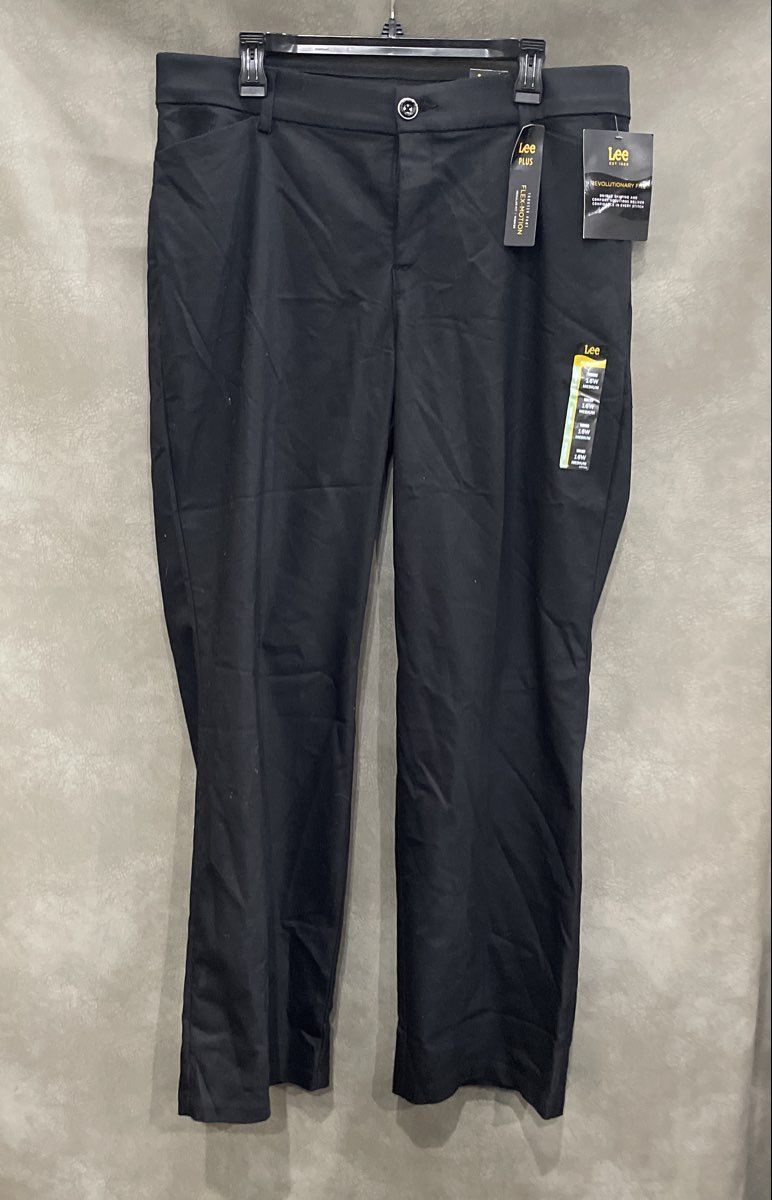 Lee Plus Women's Black Flex-Motion Regular Fit Midrise Trouser Pants Sz 16W NWT