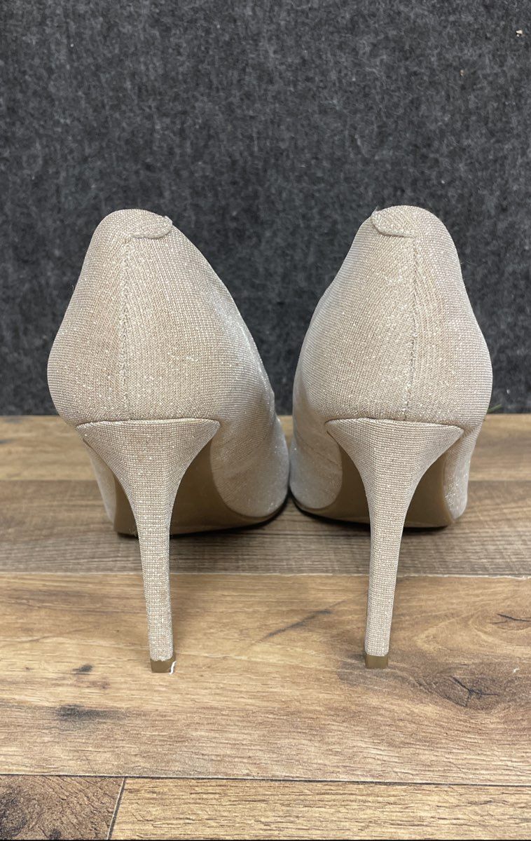 Jennifer Lopez Sla Metallic Champagne Glitter Pointed Toe Pumps Heels Size 8.5