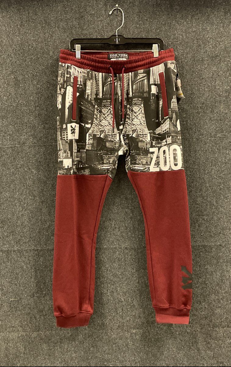 Zoo York Men's Jogger Pants Cordovan Heather NYC Cityscape Graphic NWT Sz M