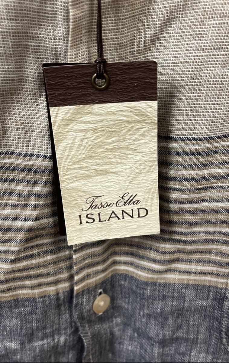 Tasso Elba Island Men's Multicolor Striped 100% Linen Short Sleeve Shirt NWT XXL