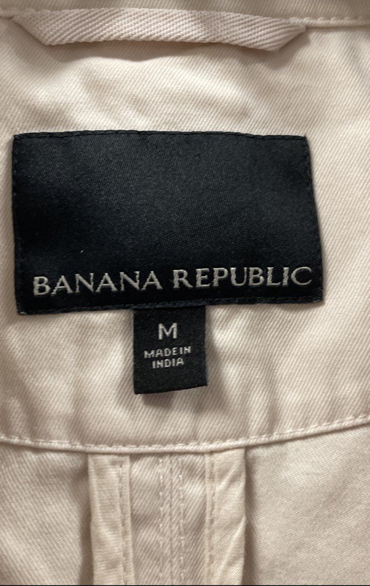 Banana Republic Women's Beige Cotton Full Zip Cropped Safari Utility Jacket Sz M