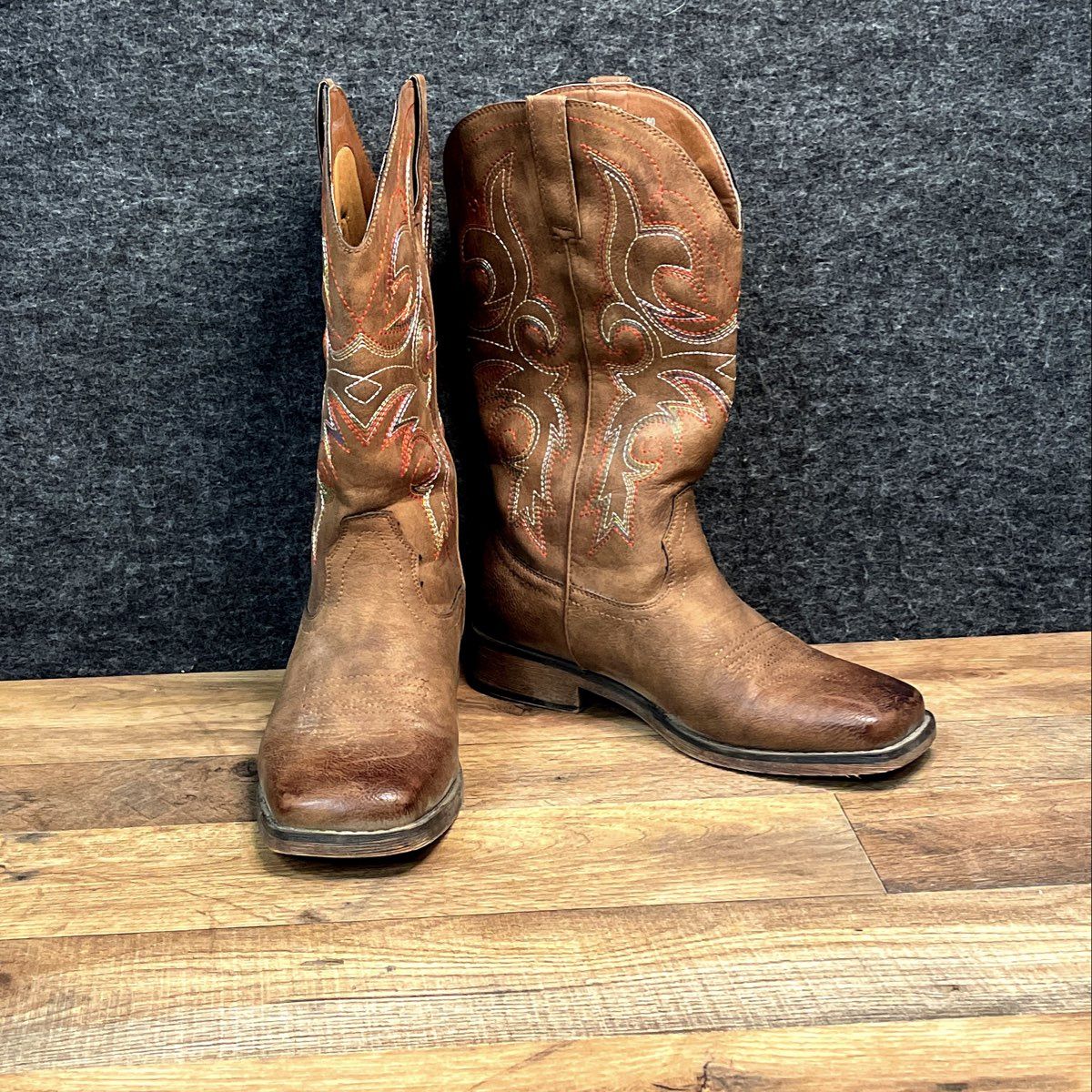 Brown Embroidered Square Toe Western Cowboy Cowgirl Boots EU 39 Women's Size 8