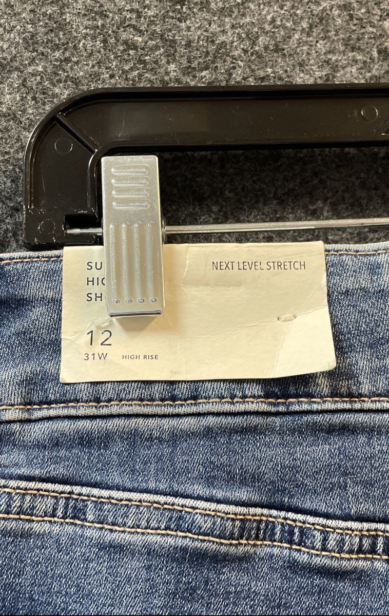 American Eagle Women's Super High Rise Shortie Blue Cargo Denim Shorts NWT 12