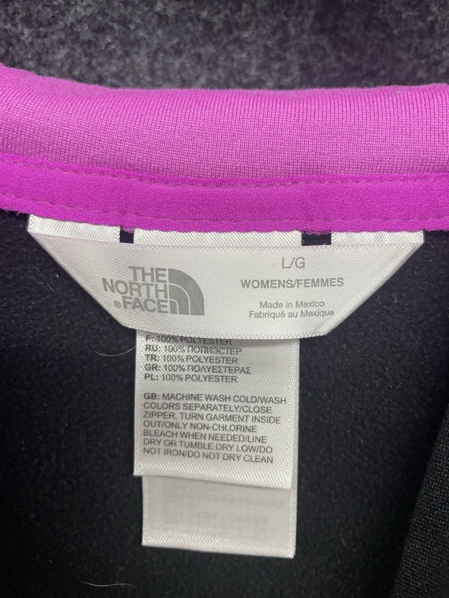 The North Face Women's Hoodie Black Pink Logo Pullover Fleece Lined Sz L