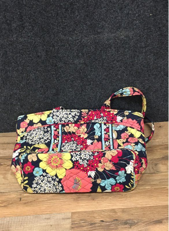 Vera Bradley Happy Snails Quilted Cotton Tote Bag Large Floral Shoulder Bag
