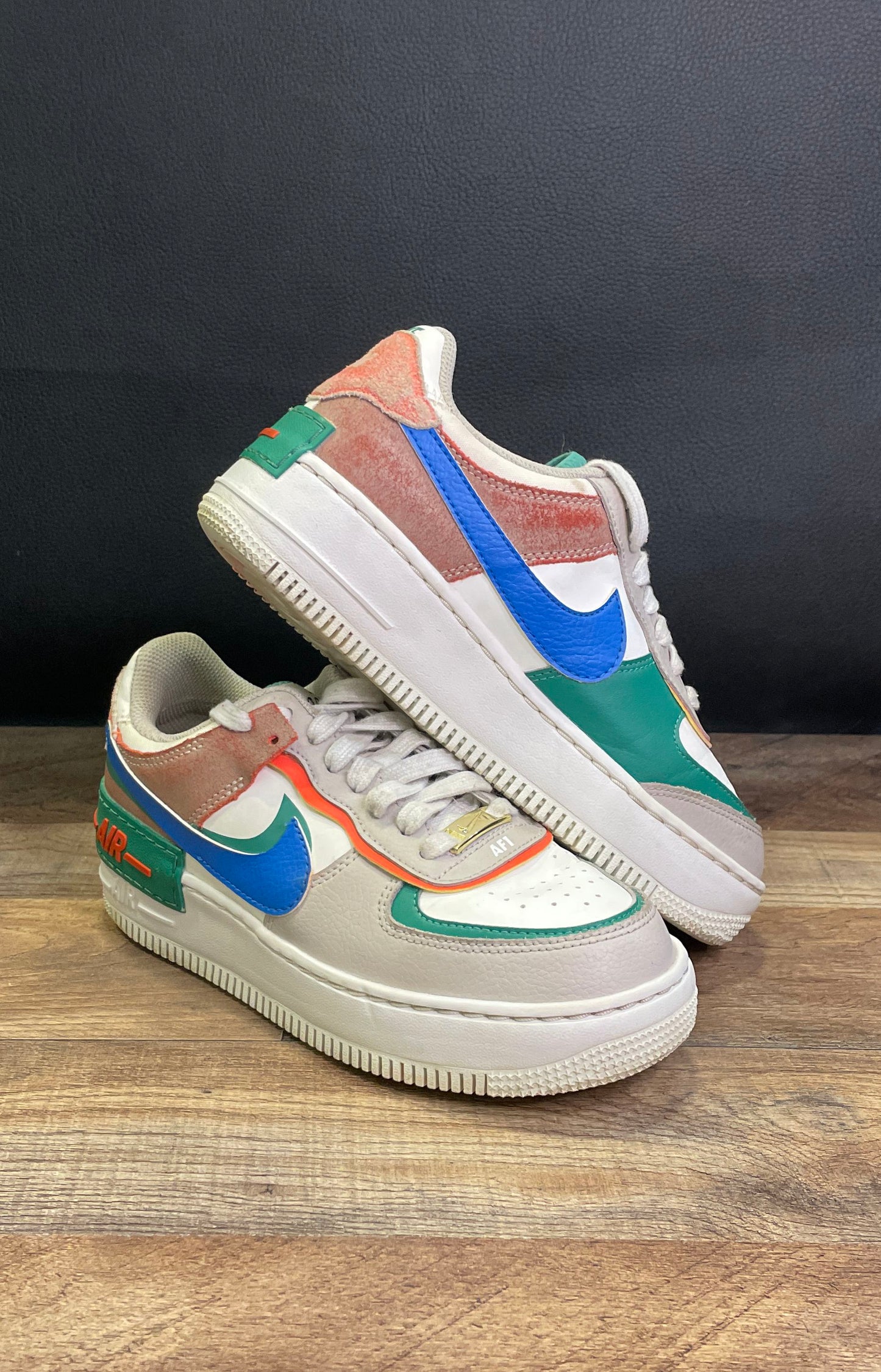 Nike Air Force 1 Shadow Multicolor Grey Blue Green Women's Sneakers Size 6