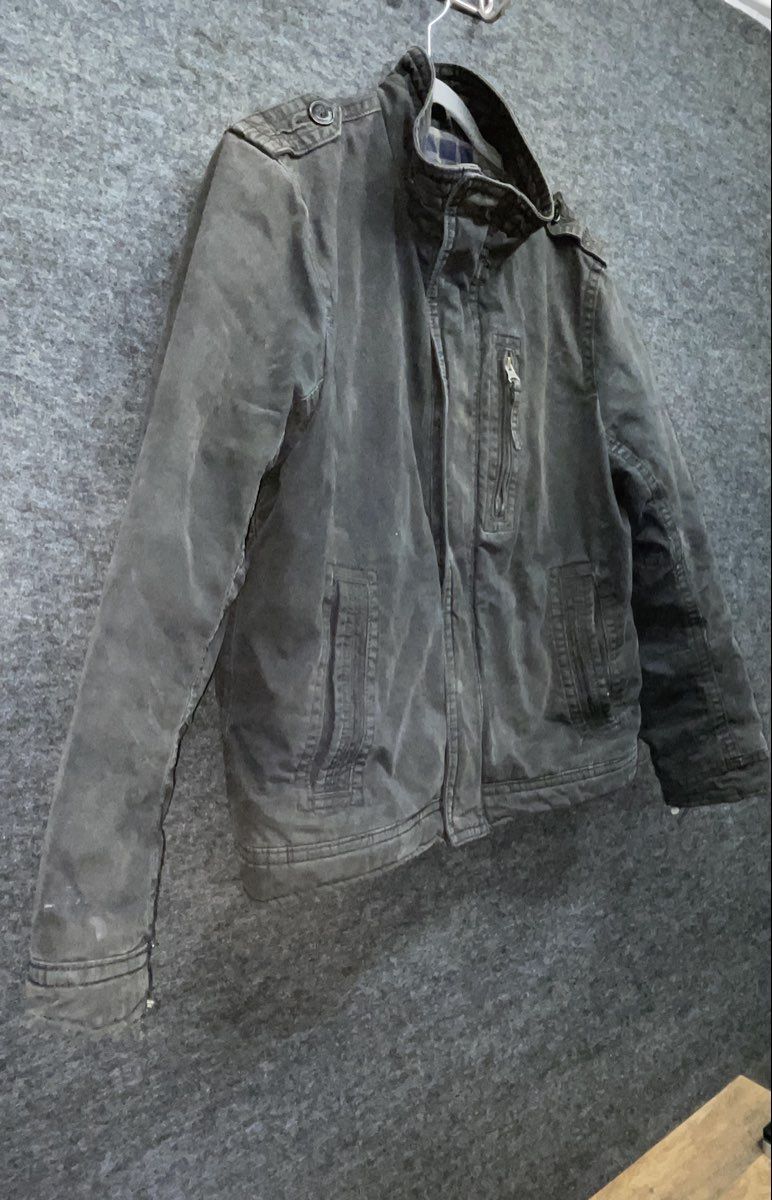 Vintage American Eagle Flannel Lined Military Field Canvas Jacket Coat Sz L