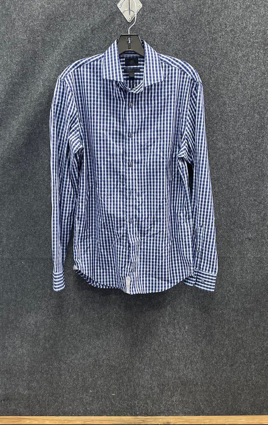 Banana Republic Men's Leggiuno Blue White Gingham Tailored Slim Fit Shirt Sz S