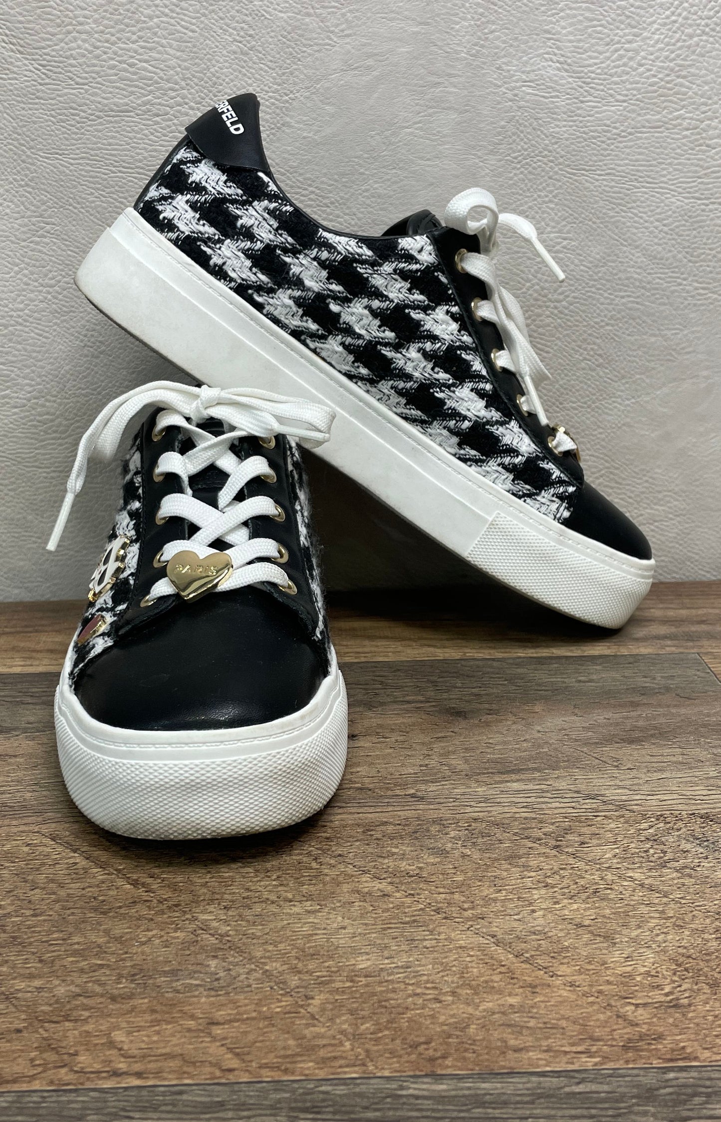 Karl Lagerfeld Paris Cate Pins Houndstooth Sneakers Women's Size 6.5