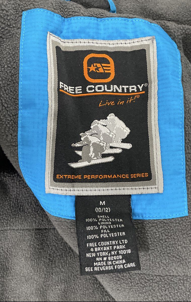 Free Country Boys Black Blue Extreme Performance Series Winter Ski Jacket Sz M