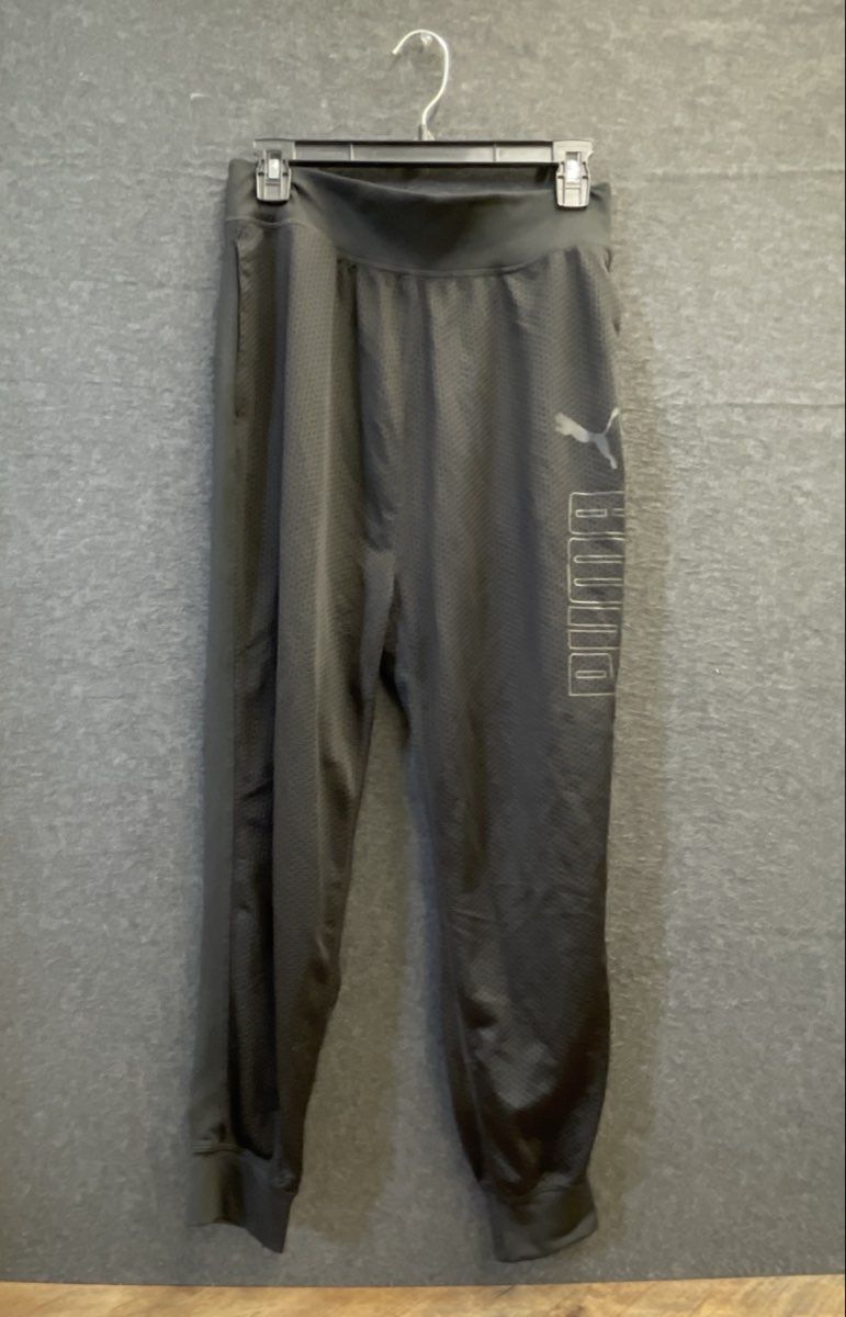 PUMA Women's Black Semi-Sheer Mesh Jogger Pants Sz XS