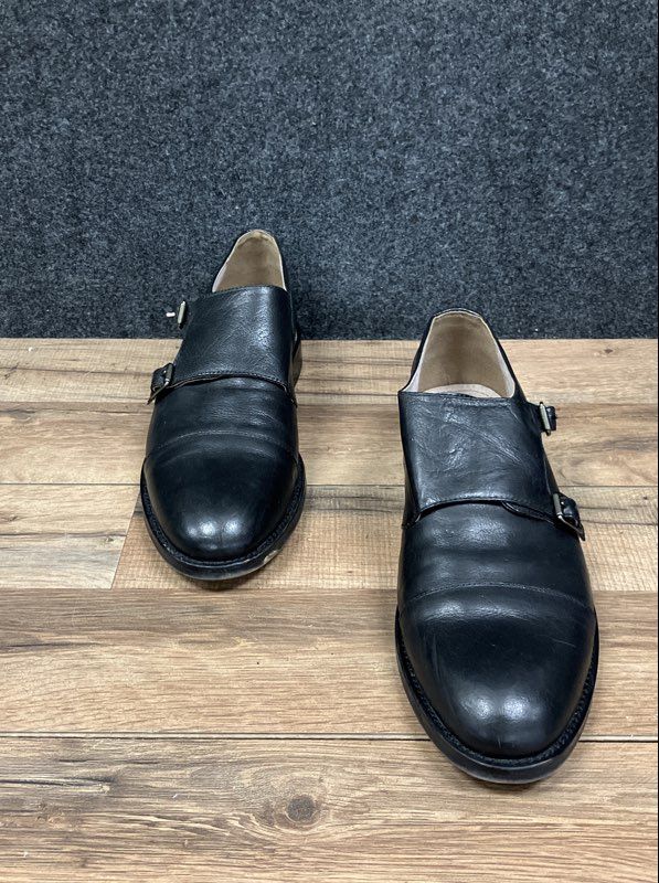 Banana Republic Black Leather Double Monk Strap Cap Toe Dress Shoes Size 9M