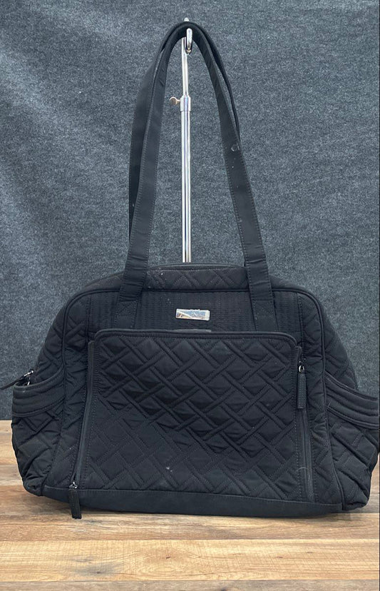 Vera Bradley Black Quilted Large Tote Shoulder Bag Travel Pockets