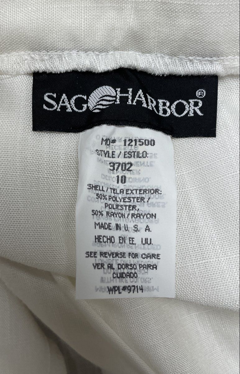 Vintage 90s Sag Harbor Petite Black Velvet Top White Pants Set Sz PM