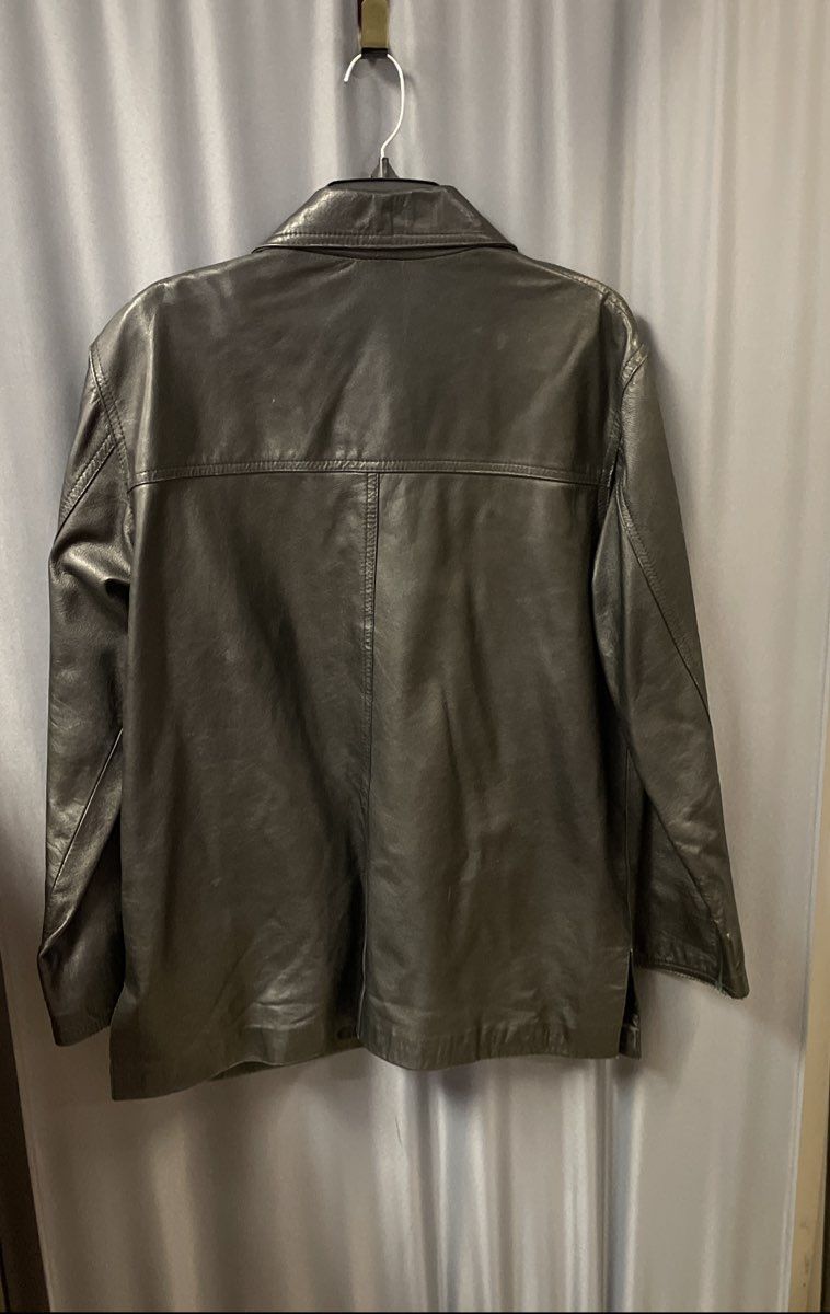 Vera Pelle Men's Black Leather Car Coat Made in Italy Button Front Sz S