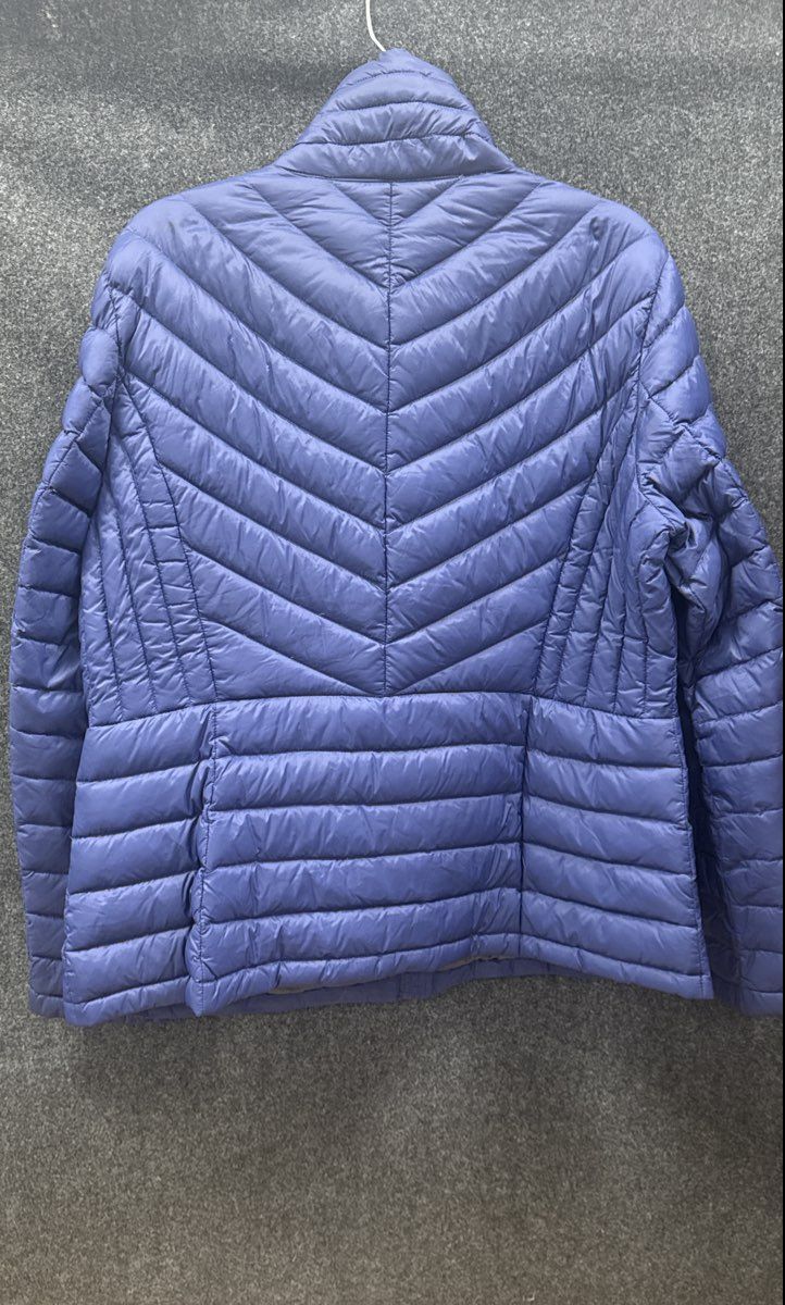 Michael Kors Women's Blue Packable Down Chevron Quilted Puffer Jacket Sz XL