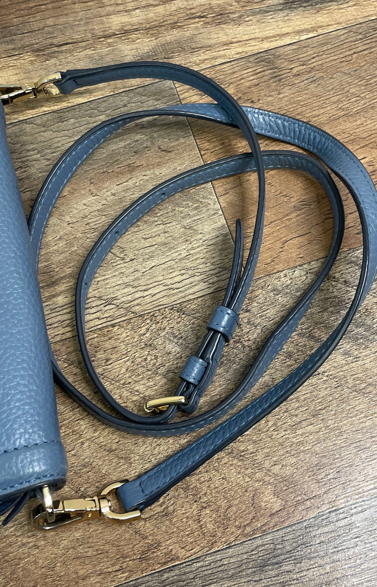 Michael Kors Blue Pebbled Leather Jet Set Phone Crossbody Wallet Bag