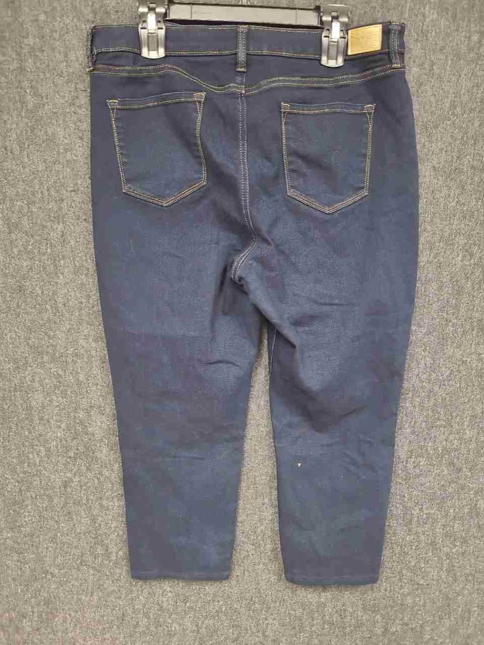 Anne Klein Women's Dark Indigo High Rise Straight Stretch Jeans Sz 16