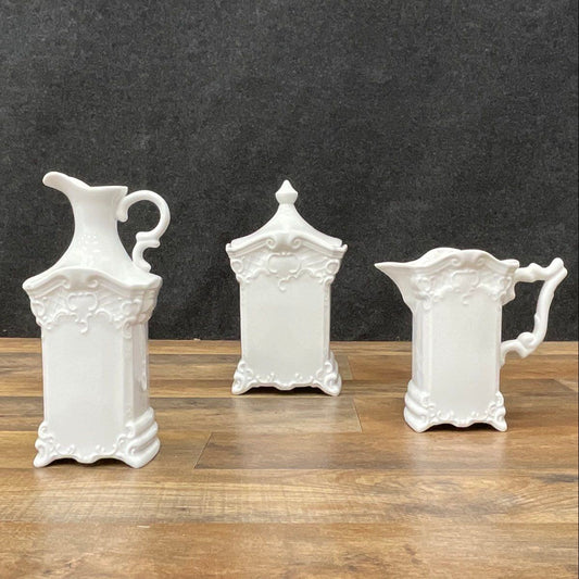 (3) French Country-Style White Porcelain Tea/Coffee Set