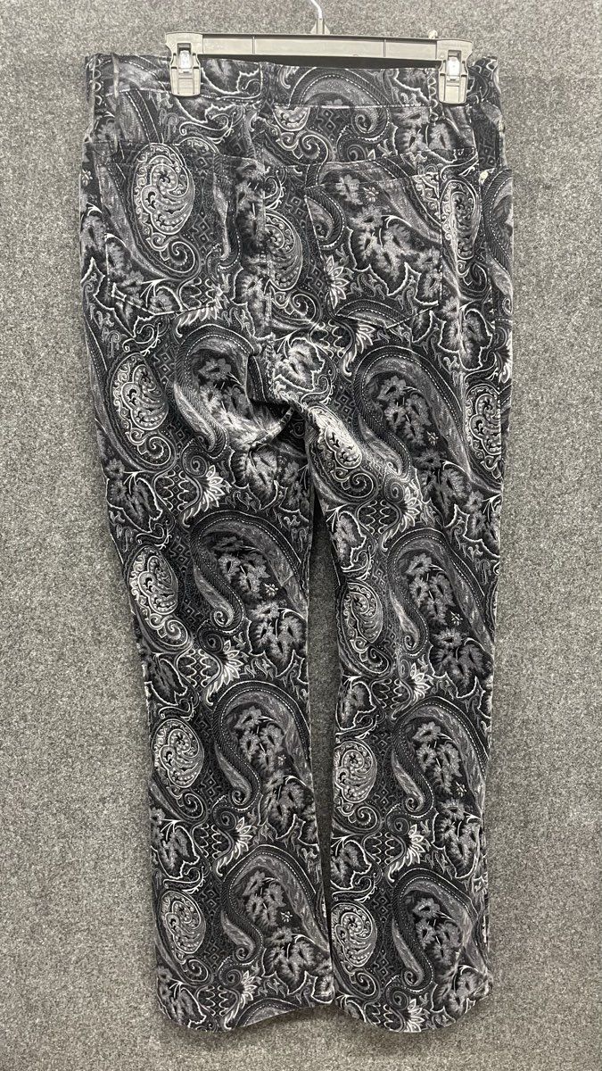 Jones New York Signature Women's Gray Black Paisley Corduroy Pants NWT Sz 8