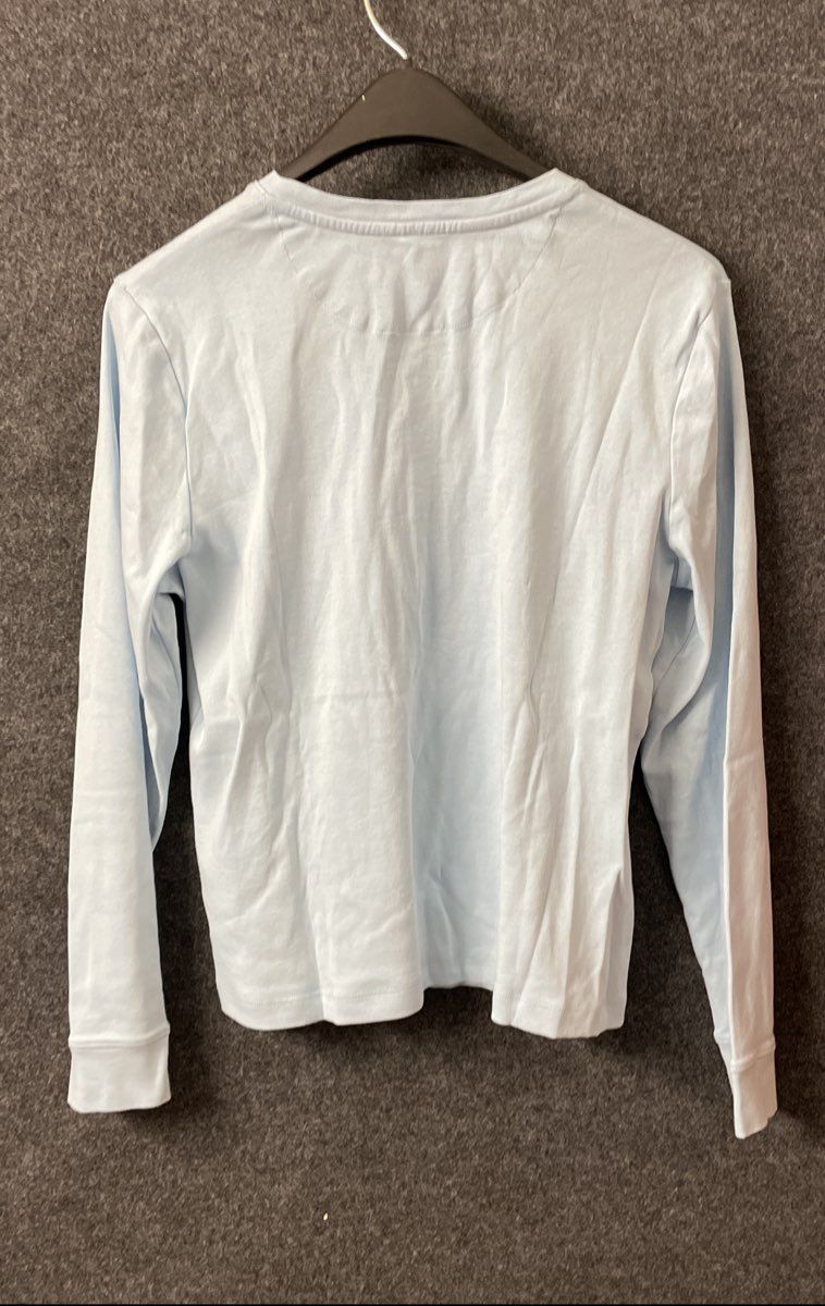 L.L. Bean Women's Light Blue Unshrinkable Mini-Waffle Henley Top Shirt Size LP