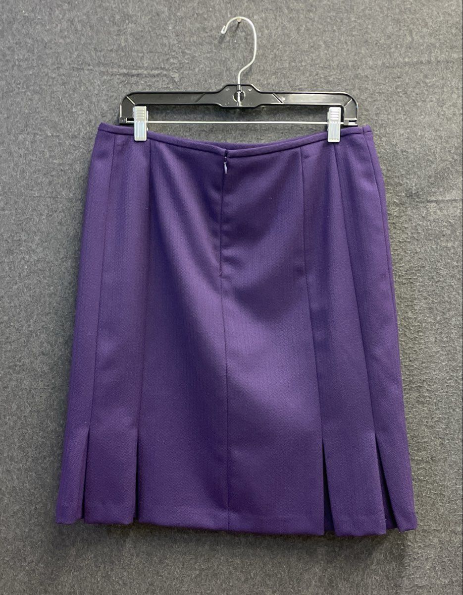 Ann Taylor Women's Purple Pleated Wool Blend Career Pencil Skirt Size 14