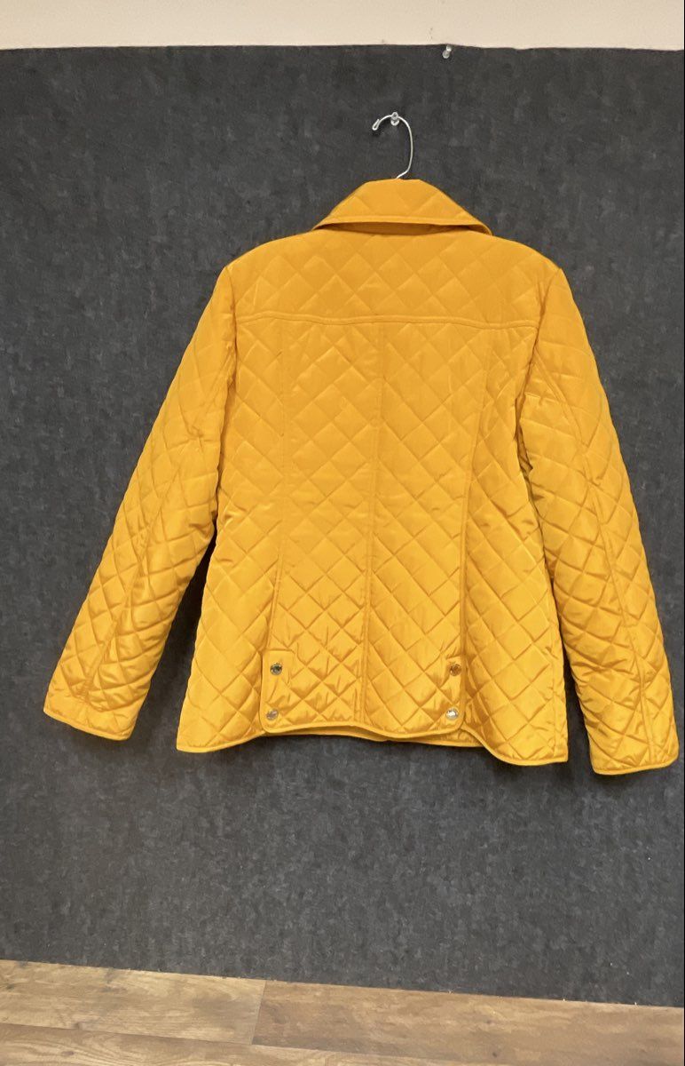 Michael Kors Women's Yellow Diamond Quilted Snap Front Jacket Sz M