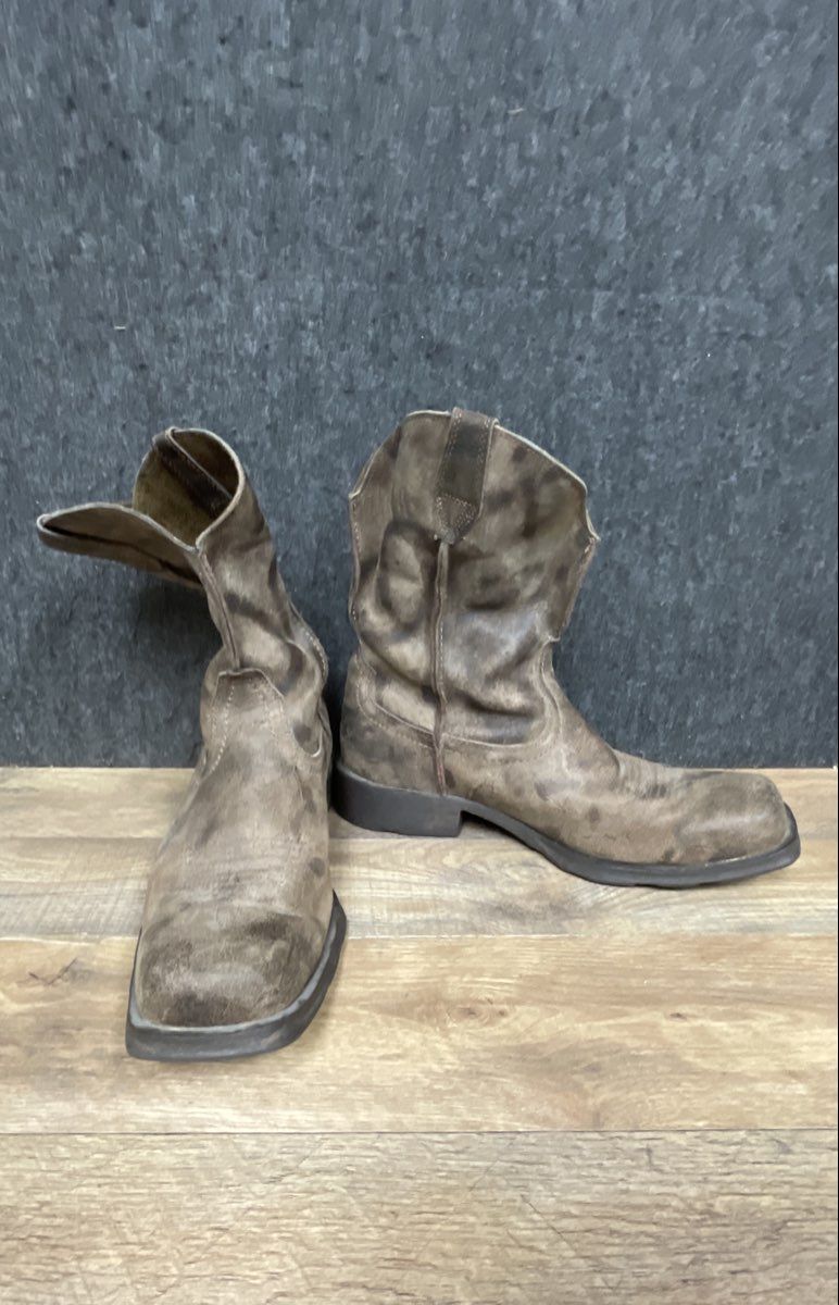 Ariat Groundbreaker Square Toe Brown Leather Western Work Boots Size 10.5 D