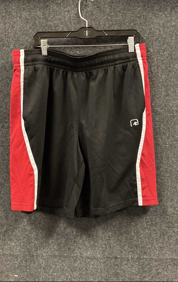 AND1 Men's Basketball Shorts Black Red White Mesh Athletic Side Stripe Sz XL