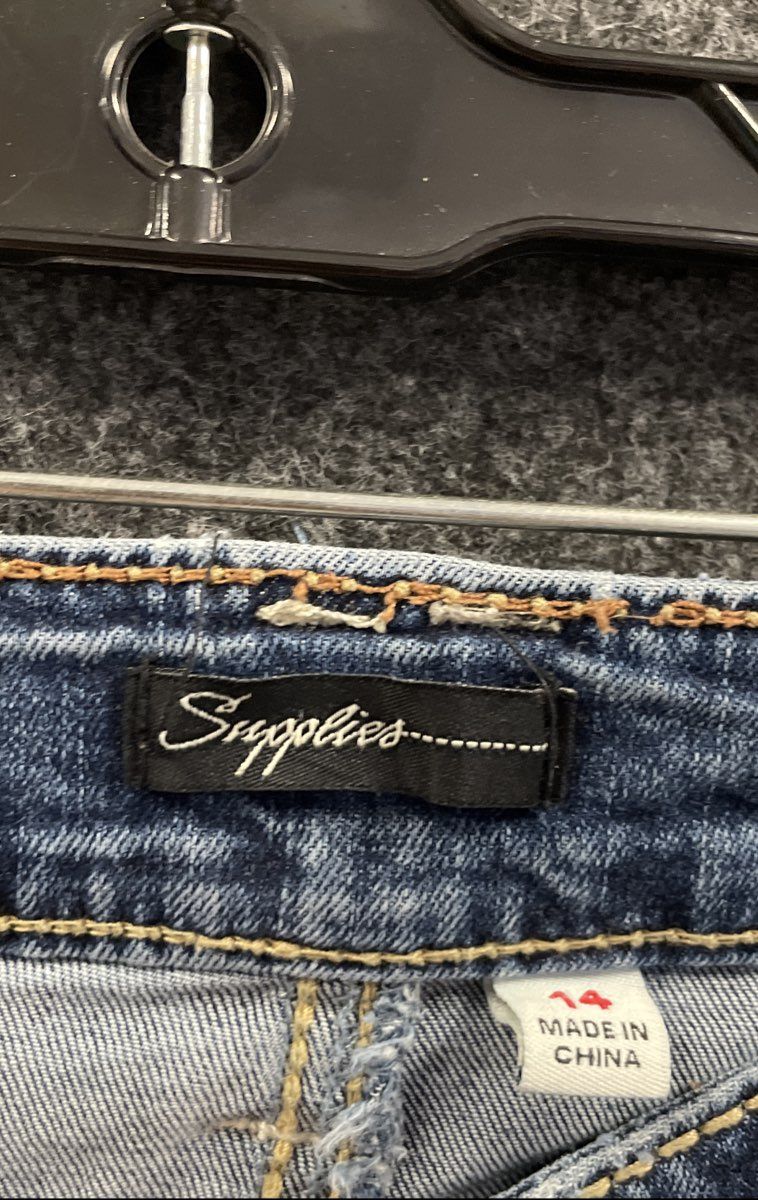 Supplies Women's Medium Wash Embroidered Flap Pocket Bootcut Jeans Sz 14